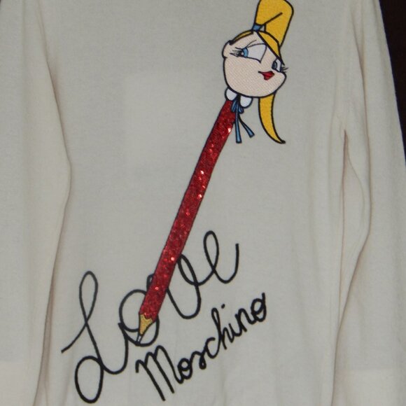 Love Moschino Sequined Embroidered Women’s Pullover Sweater Top US 8 / IT 44 NWT - Picture 4 of 11